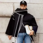 کت حاشیه دوزی + شال گردن